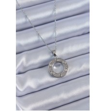 316L Çelik Gümüş Renk Zirkon Taşlı Model Kadın Kolye