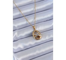 316L Çelik Gold Renk Zirkon Taşlı Kadın Kolye