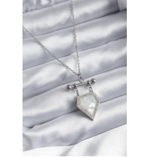 316L Çelik Gümüş Renk Zirkon Taş Detay Kadın Kolye