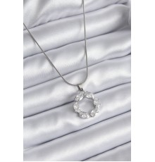 316L Çelik Gümüş Renk Zirkon Taşlı Kadın Kolye