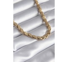 316L Çelik Gold Renk Lazer Kesim Arpa Zincir Model Kadın Kolye