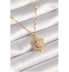 316L Çelik Gold Renk Zincir Zirkon Taşlı Yıldız Model Kadın Kolye