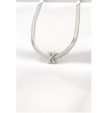 316L Çelik K Harfli Silver Renk İtalyan Zincirli Kolye