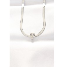 316L Çelik T Harfli Silver Renk İtalyan Zincirli Kolye