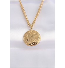 316L Çelik Zincir Altın Renk Oval Desenli Kolye