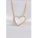 316L Çelik Zincir Altın Renk Mermer Desenli Kalp Kolye