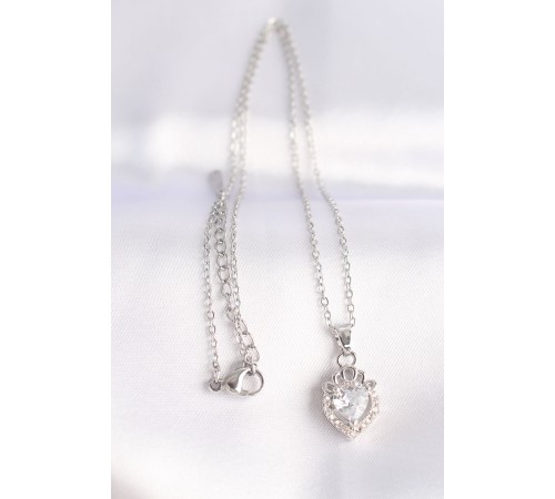 316L Çelik Zincir Gümüş Renk Zirkon Taşlı Rapunzel Kolye