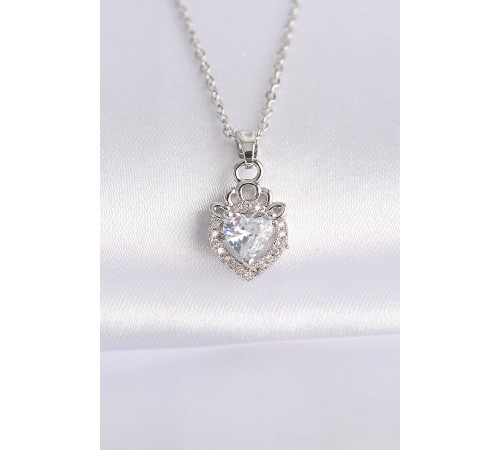 316L Çelik Zincir Gümüş Renk Zirkon Taşlı Rapunzel Kolye