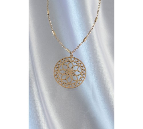 316L Çelik Zincir Gold Renk Lotus Model Kolye