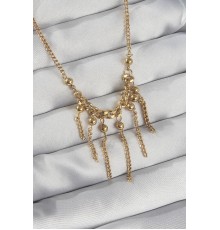 316L Çelik Zincir Gold Renk Topçuk Detay Sallantılı Zincir Kolye