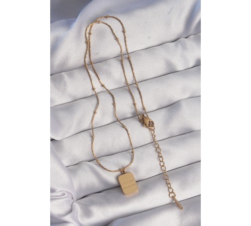 316L Çelik Gold Renk Kare Charm Model Kolye