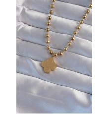 316L Çelik Top Zincirli Gold Renk İşlemeli Yonca Model Kolye