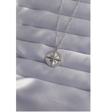 316L Çelik Zincir Gümüş Renk Zirkon Taşlı Kutup Yıldızı Kolye