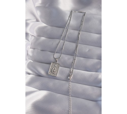 316L Çelik Zincir Gümüş Renk Lazer İşlemeli Göz Figür Tarot Kolye