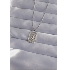 316L Çelik Zincir Gümüş Renk Lazer İşlemeli Göz Figür Tarot Kolye