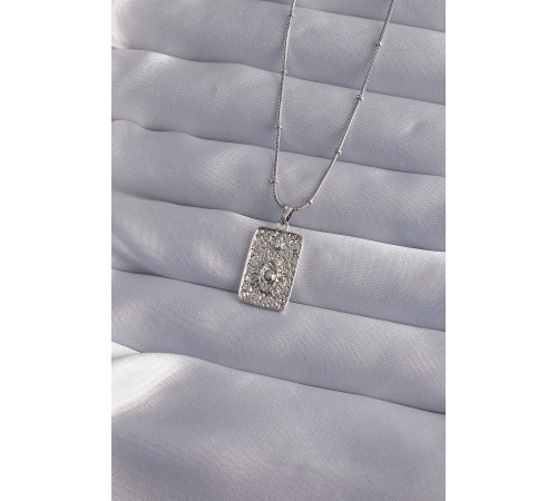 316L Çelik Zincir Gümüş Renk Lazer İşlemeli Göz Figür Tarot Kolye