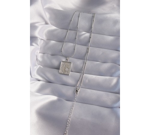 316L Çelik Zincir Gümüş Renk Zirkon Taşlı Ay Yıldız Figürlü Tarot Kolye