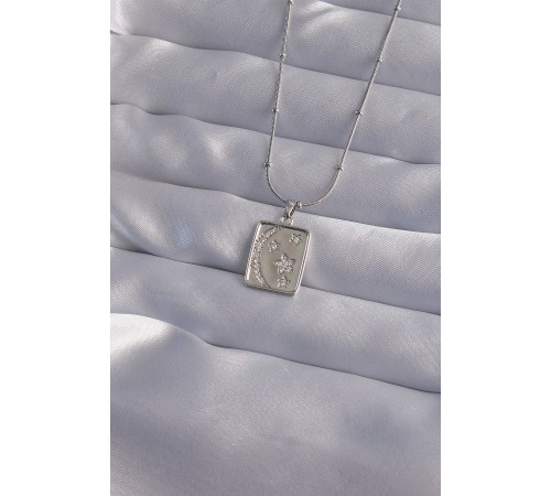 316L Çelik Zincir Gümüş Renk Zirkon Taşlı Ay Yıldız Figürlü Tarot Kolye