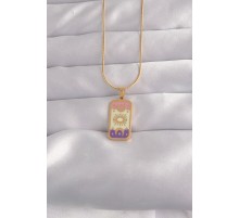 316L Çelik Gold Renk Karışık Mineli Ay Figür Tarot Kolye