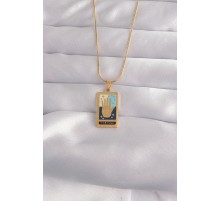 316L Çelik Gold Renk Karışık Mineli El Figür Tarot Kolye