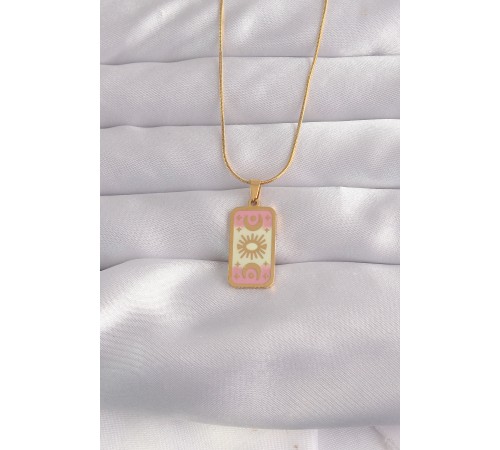316L Çelik Gold Renk Karışık Mineli Ay Figür Tarot Kolye