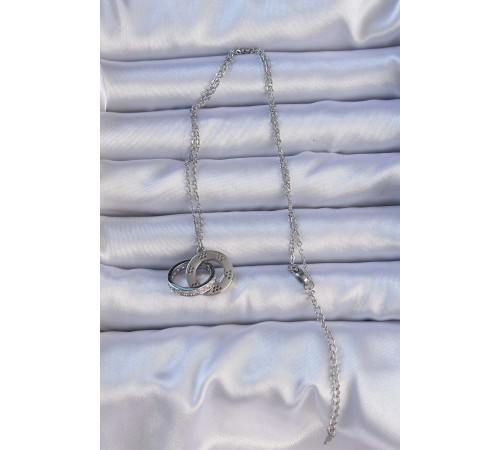 316L Çelik Gümüş Renk Zirkon Taşlı Kolye