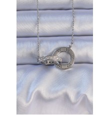 316L Çelik Gümüş Renk Zirkon Taşlı Kolye