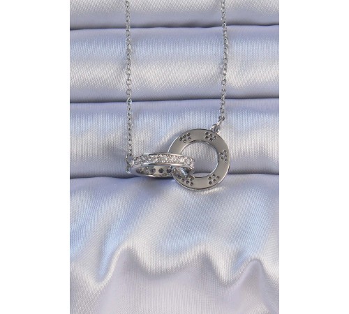 316L Çelik Gümüş Renk Zirkon Taşlı Kolye