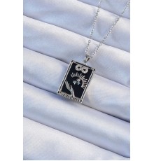 316L Çelik Zincir Gümüş Renk Zirkon Taşlı Sonsuzluk Figürlü Tarot Kolye