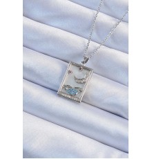 316L Çelik Zincir Gümüş Renk Zirkon Taşlı Ay Figürlü Tarot Kolye