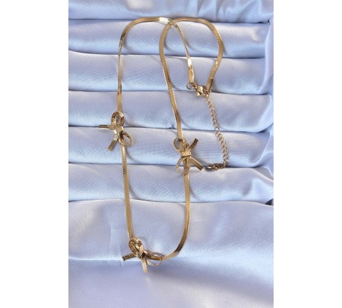 316L Çelik Altın Renk İtalyan Zincirli Fiyonk Kolye