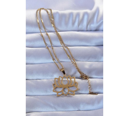 316L Altın Renk Lotus Kolye