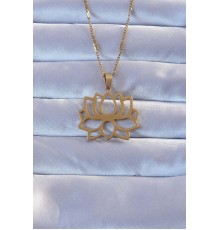 316L Altın Renk Lotus Kolye