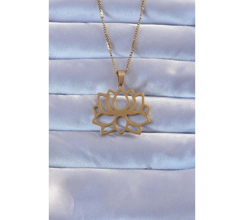 316L Altın Renk Lotus Kolye