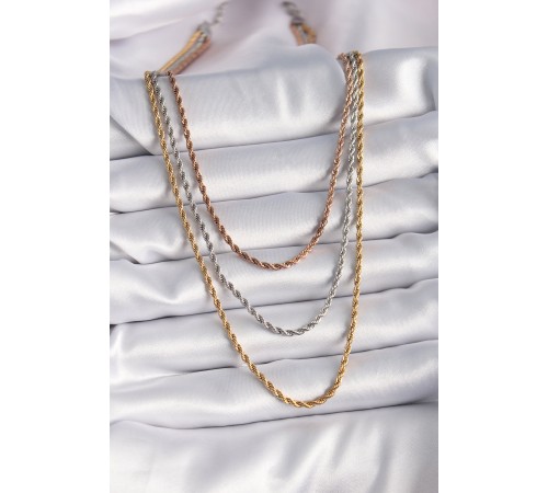 316L Çelik Mix Renk Burgu Zincir Model Kadın Kolye