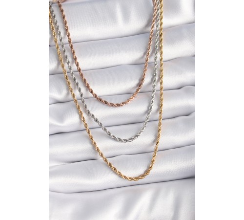 316L Çelik Mix Renk Burgu Zincir Model Kadın Kolye