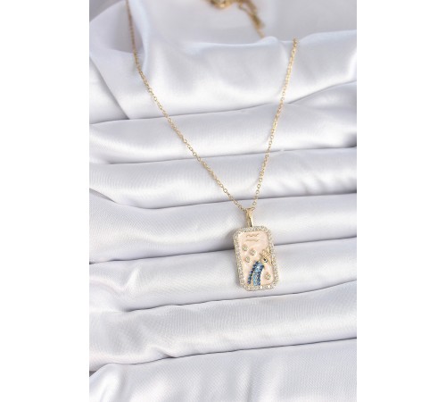 316L Çelik Gold Renk Zincir Kova Burcu Zirkon Taşlı Kadın Kolye