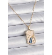 316L Çelik Gold Renk Zincir Kova Burcu Zirkon Taşlı Kadın Kolye