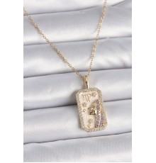 316L Çelik Gold Renk Zincir Başak Burcu Zirkon Taşlı Kadın Kolye