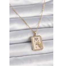 316L Çelik Gold Renk Zincir Koç Burcu Zirkon Taşlı Kadın Kolye