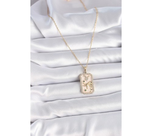 316L Çelik Gold Renk Zincir Boğa Burcu Zirkon Taşlı Kadın Kolye