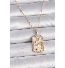 316L Çelik Gold Renk Zincir Boğa Burcu Zirkon Taşlı Kadın Kolye