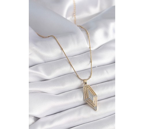 316L Çelik Gold Renk Zirkon Taşlı Vintage Model Kadın Kolye