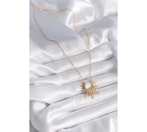 316L Çelik Gold Renk Güneş Model Vintage Kadın Kolye
