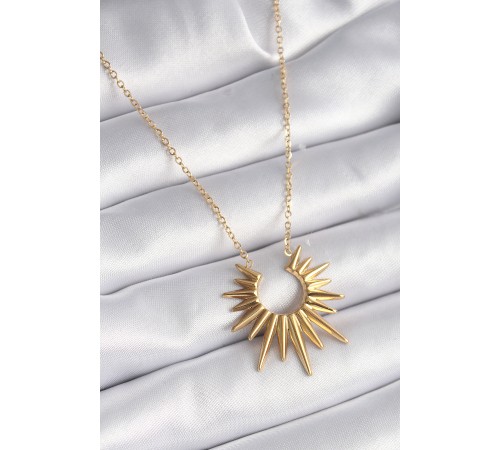316L Çelik Gold Renk Güneş Model Vintage Kadın Kolye