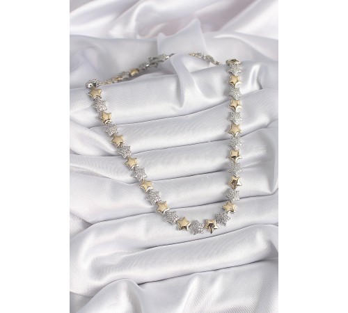 Pirinç Mix Renk Zirkon Taşlı Yıldız Model VIP Exclusive Seri Kadın Kolye