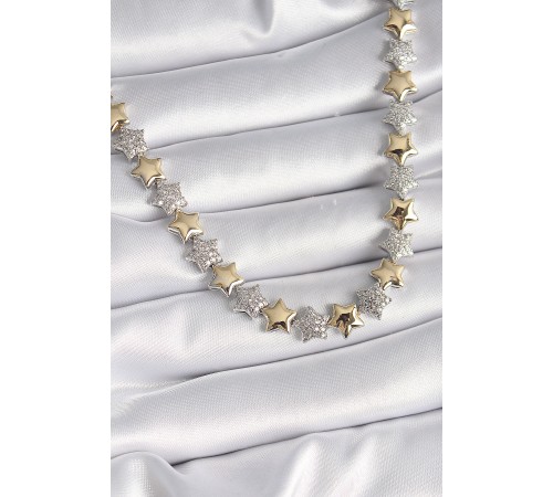 Pirinç Mix Renk Zirkon Taşlı Yıldız Model VIP Exclusive Seri Kadın Kolye