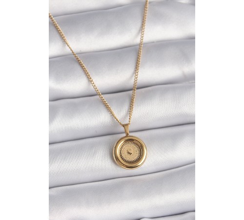 316L Çelik Gold Renk Zincir Gold Altın Model Kadın Kolye