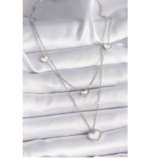 316L Çelik Gümüş Renk Zincir 2'Li Zincir Kalp Model Kadın Kolye