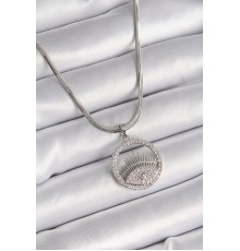 316L Çelik Gümüş Renk İtalyan Zincir Zirkon Taşlı Göz Model Kadın Kolye